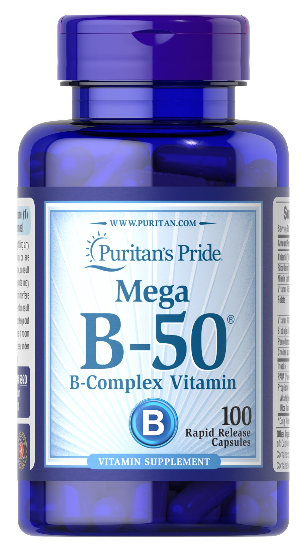 Puritan's pride Mega B-50 B Complex vitamin 100 capsules วิตามินบีรวม จากอเมริกาค่ะ
