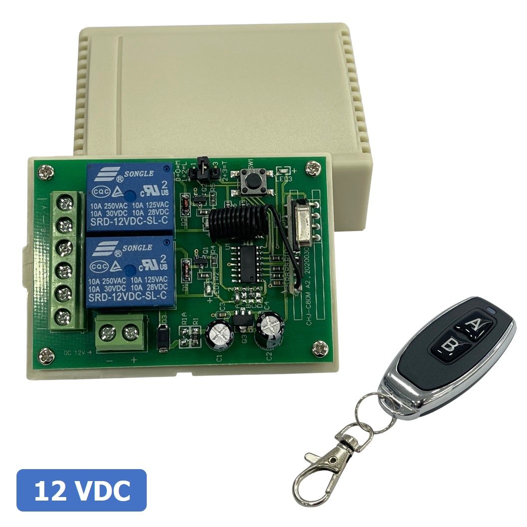 (1ชิ้น) BA316 รีโมทควบคุม 2 ปุ่ม AB พร้อม รีเลย์ 12VDC 2ช่อง ความถี่คลื่น 433MHz 12V 2CH Relay Module Wireless Remote Control Switch