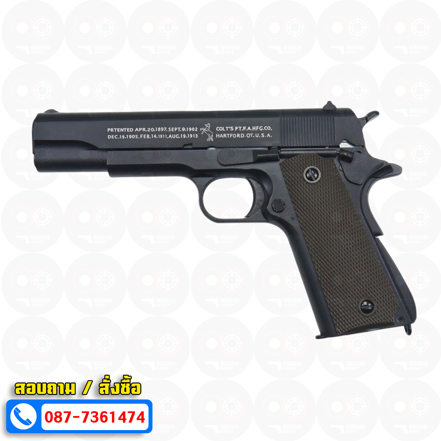 บีบีกันอัดแก๊ส Colt M1911 A1 Double Bell 723 สีดำ BB GUN