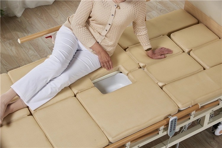 เตียงปรับนั่งไฟฟ้า ลายไม้ ราวสไลด์ YX-DC01A