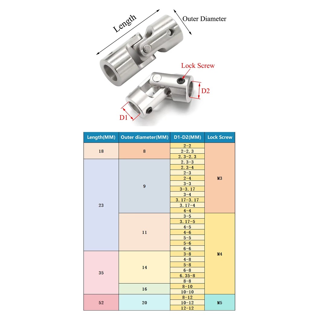 CP-K Ø4-12mm คัปปิ้ง ข้อต่อเพลา ข้อต่อเหวี่ยง Metal Universal Joint Coupling ข้อเหวี่ยง Motor คัปปลิ้ง ข้อต่อแกนมอเตอร์ ข้อต่อมอเตอร์