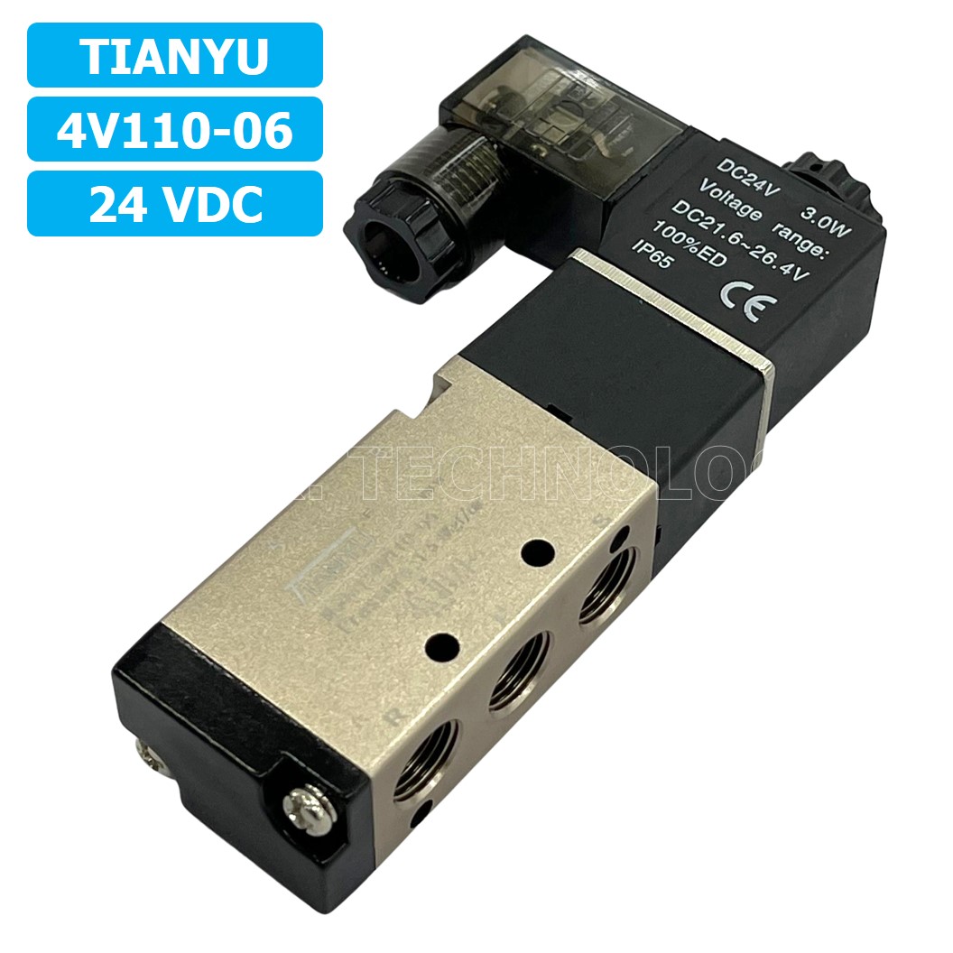 (1ชิ้น) 4V110-06 24VDC โซลินอยด์วาล์ว คอยล์ 1 ข้าง Single coil Solenoid Valve Pneumatic TIANYU โซลินอยด์วาล์วไฟฟ้า โซลินอยลม วาล์วลม กระบอกลม