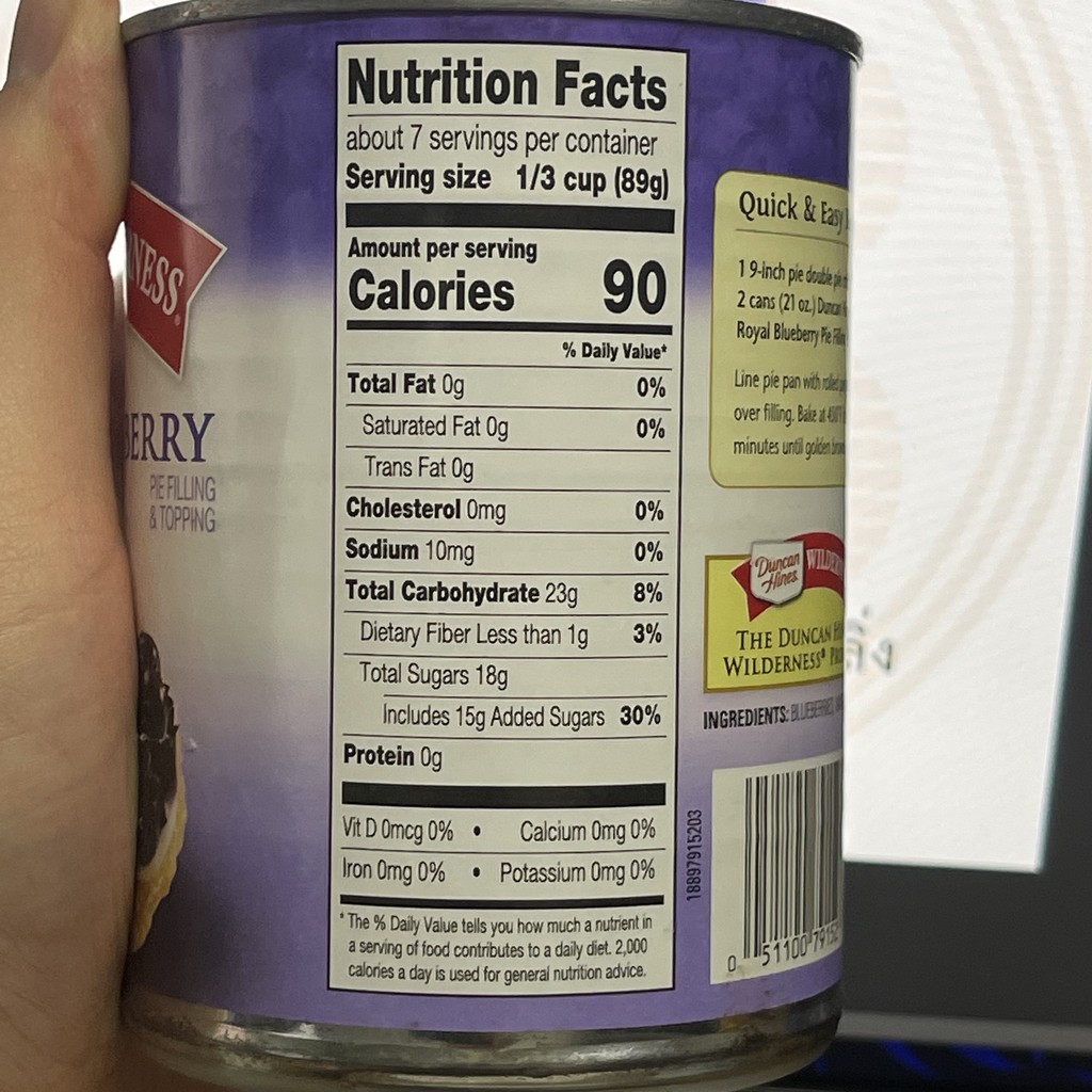 วิลเดอร์เนส บลูเบอร์รี่ พาย ฟิลลิ่ง น้ำหนักสุทธิ 595 กรัม Wilderness Original Royal Blueberry Pie Filling & Topping 595