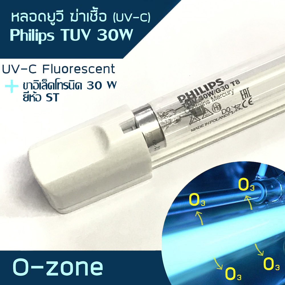 PHILIPS หลอดไฟฆ่าเชื้อพร้อมราง TUV30W/T8 GERMICIDAL UVC Lamps 30 วัตต์