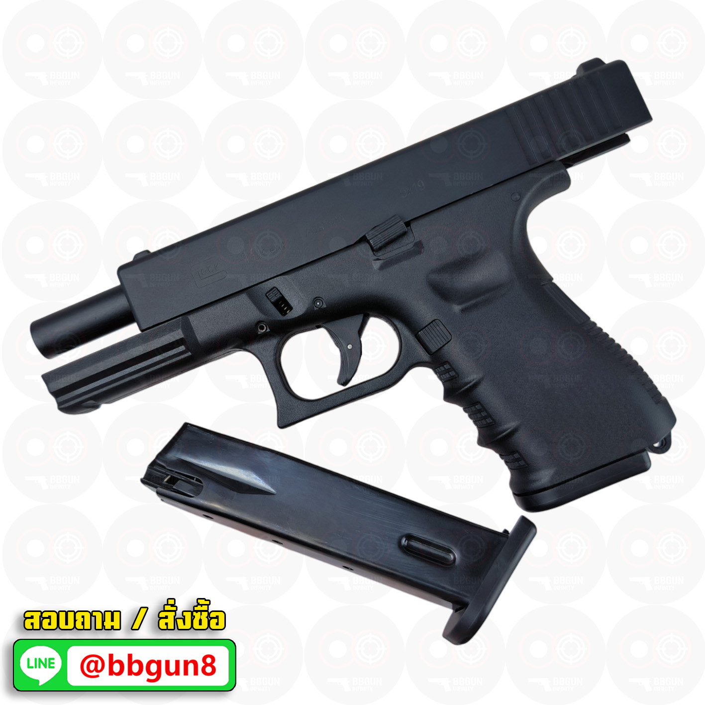 แบลงค์กัน RETAY GLOCK 19C Gen 4 ดำ ไม่เจาะพอร์ต BLANKGUN ( 2 แม็กกาซีน + กล่องใส่ปืน)