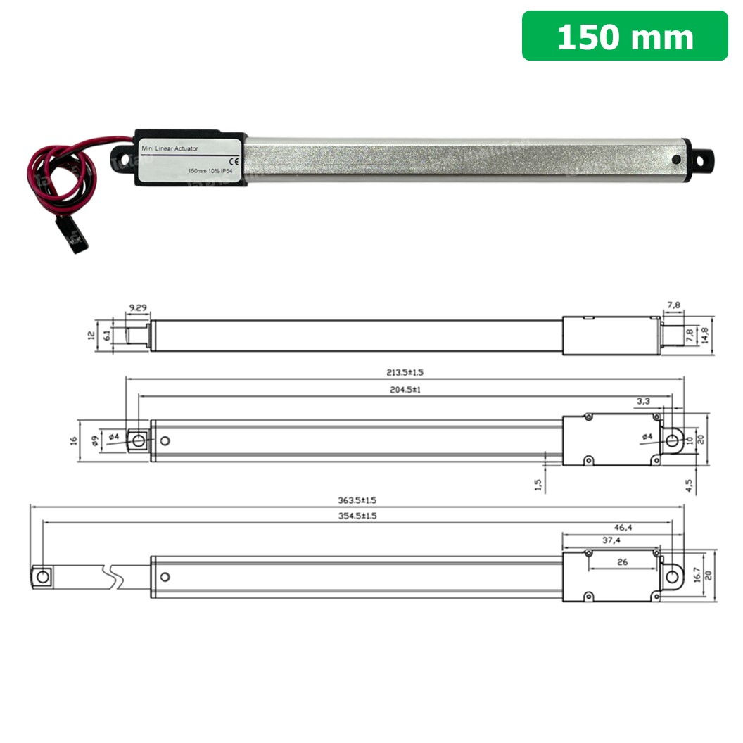 LAT-6-15-150 มอเตอร์ก้านชักเล็ก ระยะชัก 150mm 6VDC 15mm/s 64N DC 6V Mini Electric Linear Actuator พัตเตอร์ไฟฟ้า Putter มอเตอร์แกนชัก ขนาดเล็ก ตัวเล็ก