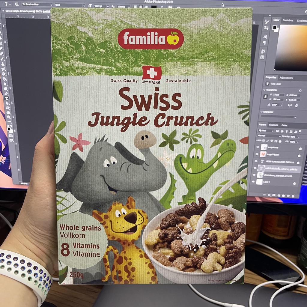 แฟมิเลีย จังเกิลครั้นซ์ ซีเรียล 250 กรัม ธัญพืชต่างๆ รูปสัตว์อบกรอบ Familia Swiss Jungle Crunch Cereals 250 g.