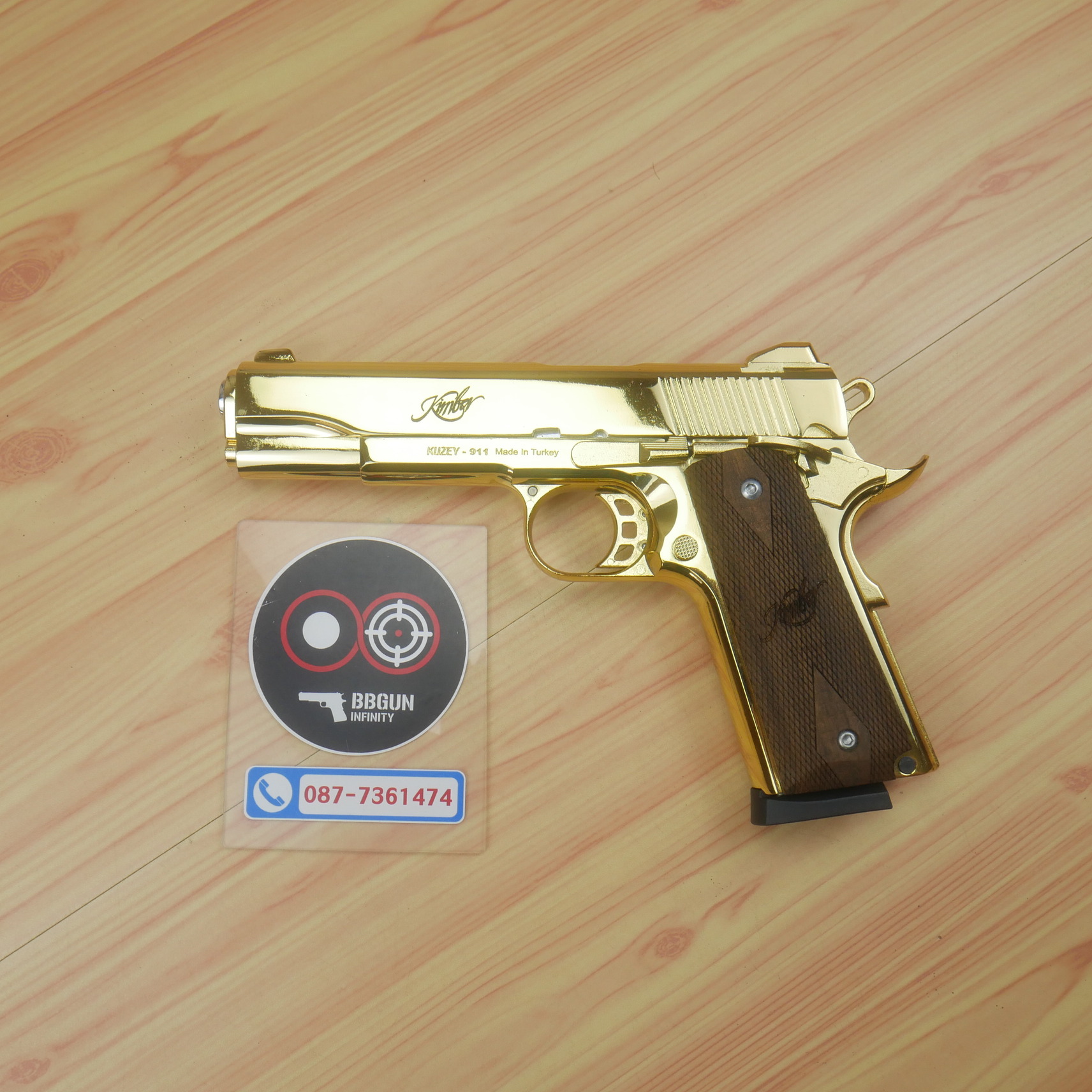 แบลงค์กัน KUZEY M1911 KIMBER ลำกล้อง 5 นิ้ว blank gun สีทอง (แถมกล่องใส่ปืน)