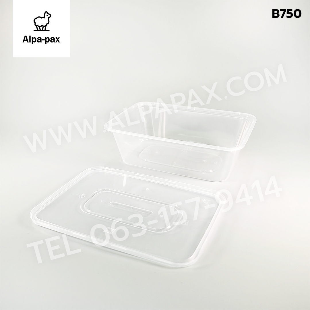 B750กล่องอาหารพลาสติก+ฝา 750ml. (ลัง 300ใบ) กล่องไมโครเวฟ กล่องข้าว กล่องอาหาร กล่องใส่อาหาร