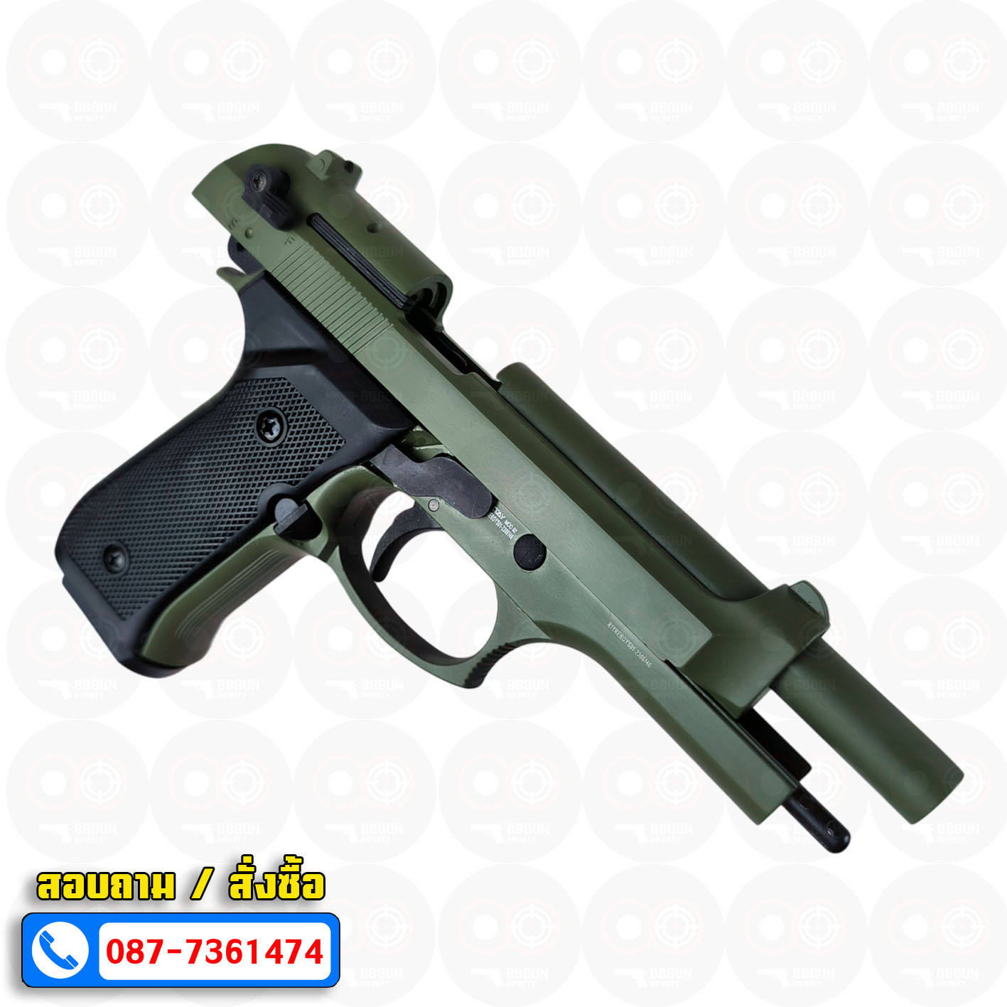แบลงค์กัน Retay M92 สีเขียวเข้ม Dark Green Blank Gun Beretta M92 รีเท บาเร็ตต้า เอ็ม 92