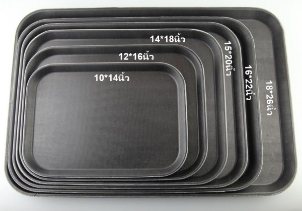 NSTENB-1622 ถาดเสิร์ฟกันลื่นแบบเหลี่ยม สีดำ