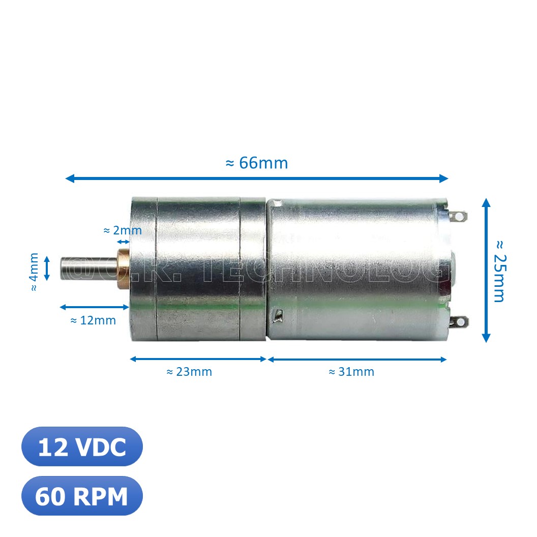 (1ชิ้น) JB357 มอเตอร์ มอเตอร์เกียร์ มอเตอร์อเนกประสงค์ 25GA-370 12VDC 60RPM DC Gear Motor (Shaft D, 4mm)