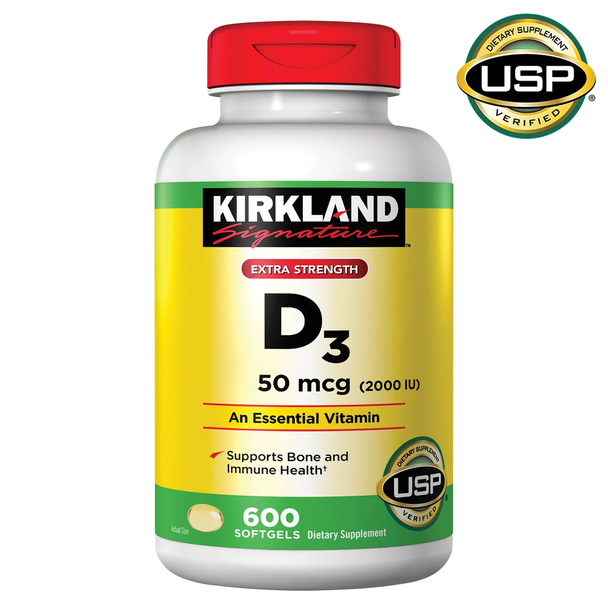 Kirkland Signature Extra Strength D3 50 mcg (2000 IU) 600 Softgels วิตามินดี บำรุงกระดูก เสริมสร้างภูมิคุ้มกัน จากอเมริกาค่ะ