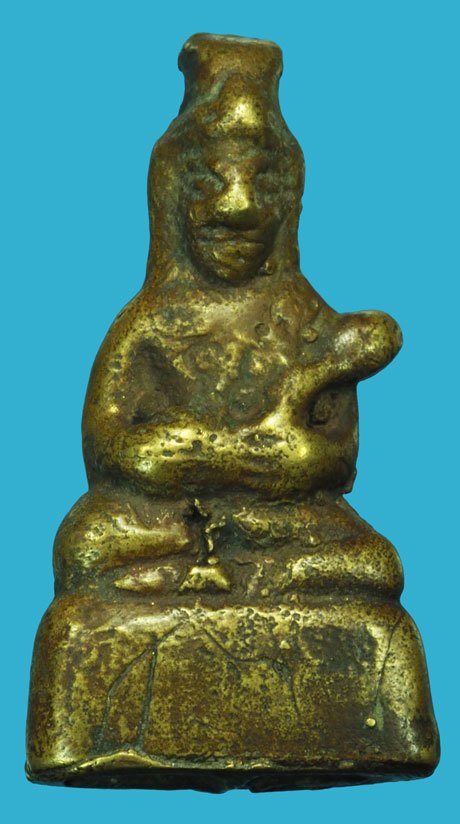 ขายแล้ว*37490 พระฤาษีถือดอกบว เนื้อทองหลืองเก่า ไม่ทราบที่และปีสร้าง 8