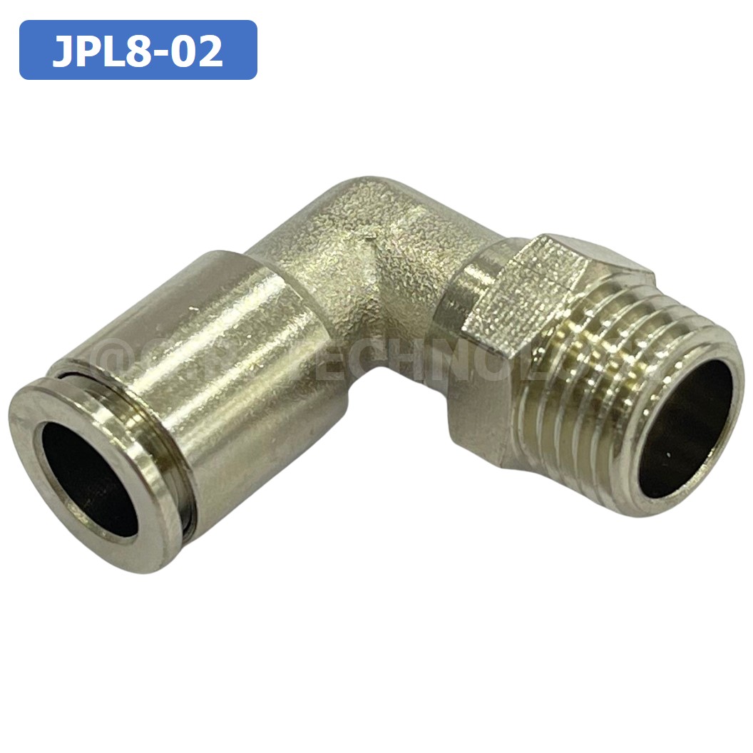 (1ชิ้น) JPL8-02 ข้อต่อลม เกลียวนอก งอ90° สแตนเลส STAINLESS Male Thread Elbow Pipe Quick Fittings Connector ข้อต่อลมสแตนเลส ข้องอ