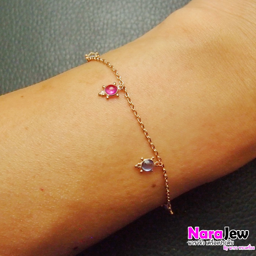 สร้อยข้อมือนาก 40% งานเก่า ตุ้งติ้งรูปเต่า พลอยแท้เนื้ออ่อน No.2 หลุดจำนำ