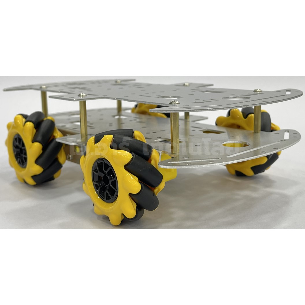 MC201 โครงรถอลูมิเนียม 2ชั้น ล้อแมคคานัม 4WD smart car Double layer chassis Mecanum wheel 60mm โครงรถ แมคคานัม