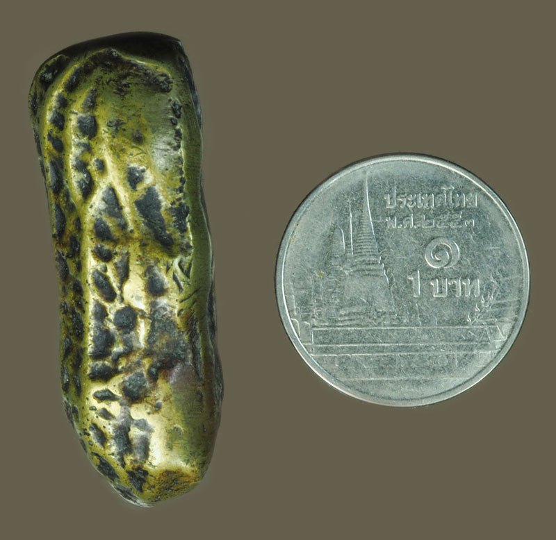 *40301 ถั่วลิสงหล่อโบราณ อุดกริ่ง เนื้อทองเหลือง กริ่งดังกังวาน ไม่ทราบที่ 12