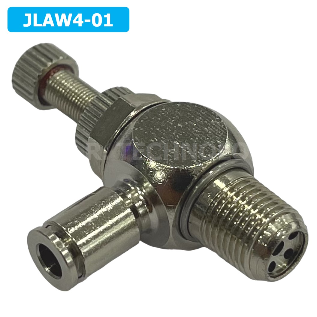 (1ชิ้น) JLAW4-01 ข้อต่อลมสแตนเลส ข้อต่อปรับลม งอ STAINLESS Air Flow Speed Controller ควบคุมความเร็วลม Speed Control valve JLAW JSL