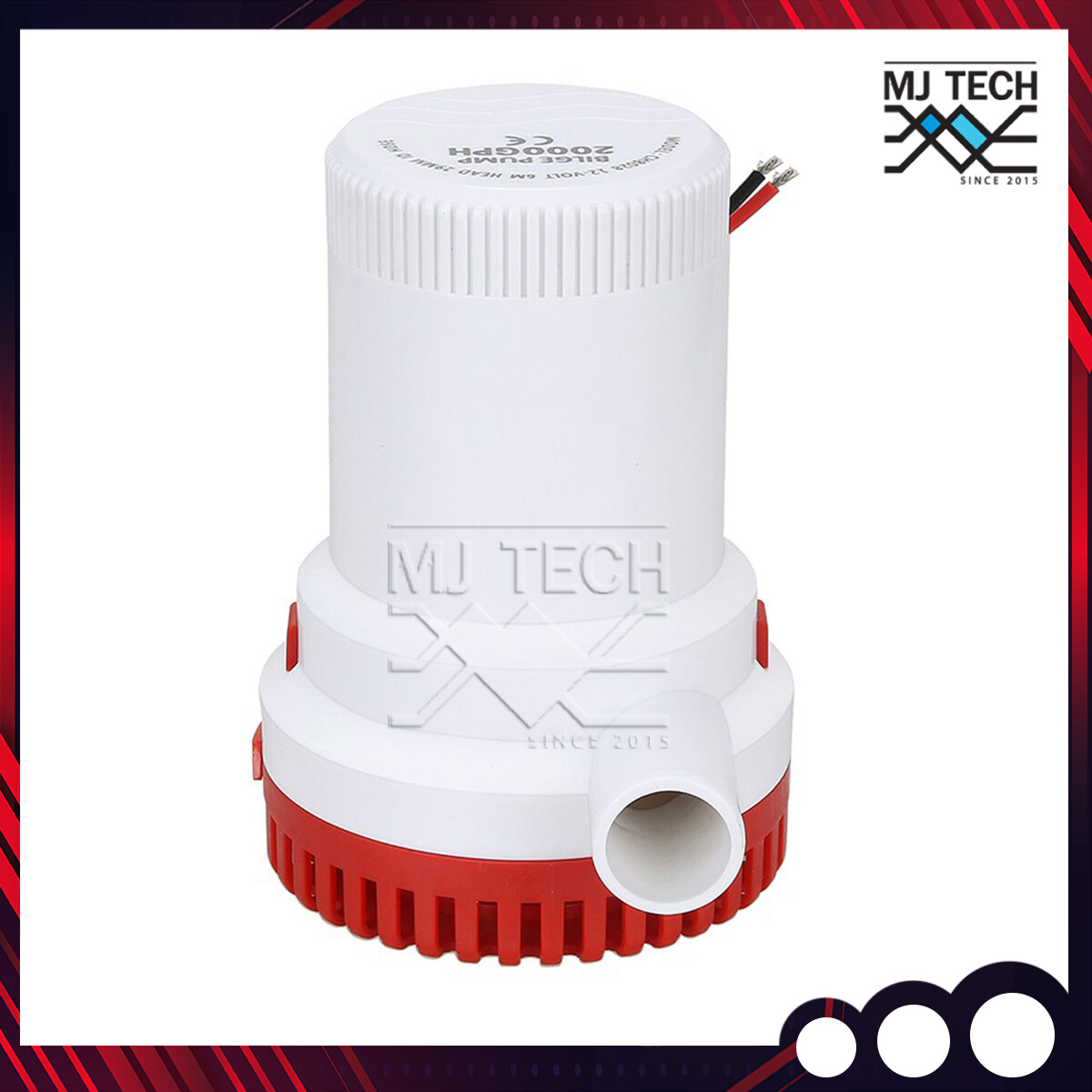 ฺBilge Pump ปั๊มน้ำ ปั๊มน้ำโซล่าเซลล์ แบบแช่ 12V ความเร็ว 2000-GPH ปั๊มน้ำแบบแช่ สีขาวแดง