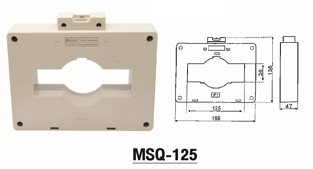 "DAKO" MSQ-125 CT เคอเร้นท์ หม้อแปลงกระแสไฟฟ้า ( CURRENT TRANSFORMER ) 2000/5A, 2500/5A, 3000/5A, 4000/5A, 5000/5A