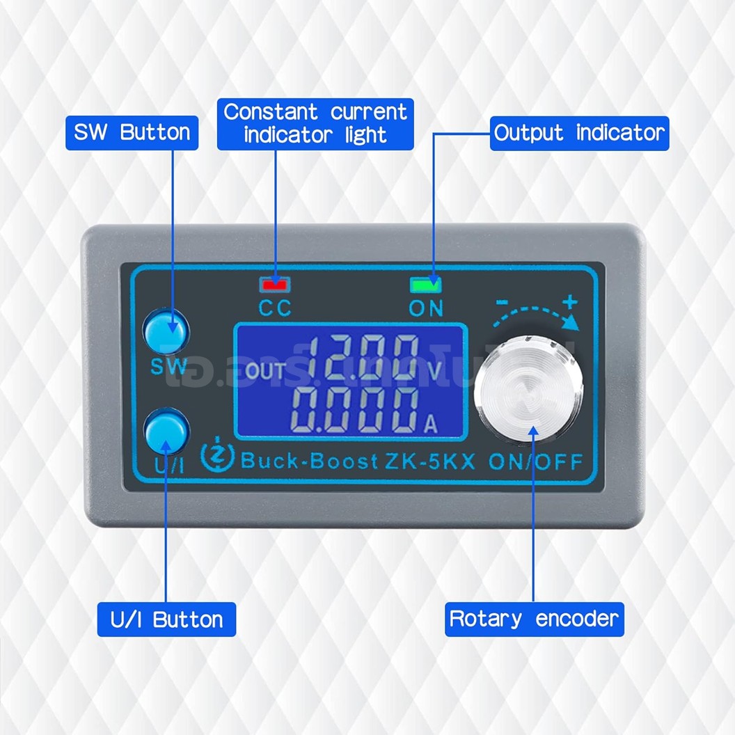 ZK-5KX โมดูลปรับ เพิ่ม-ลด แรงดันไฟฟ้า Step Up-Step Down DC Buck Boost Converter 6-30V to 0.6-30V 5A 80W โมดูลแปลงไฟ ตัวปรับเพิ่ม-ลดแรงดันไฟ Stabilized Regulator Module