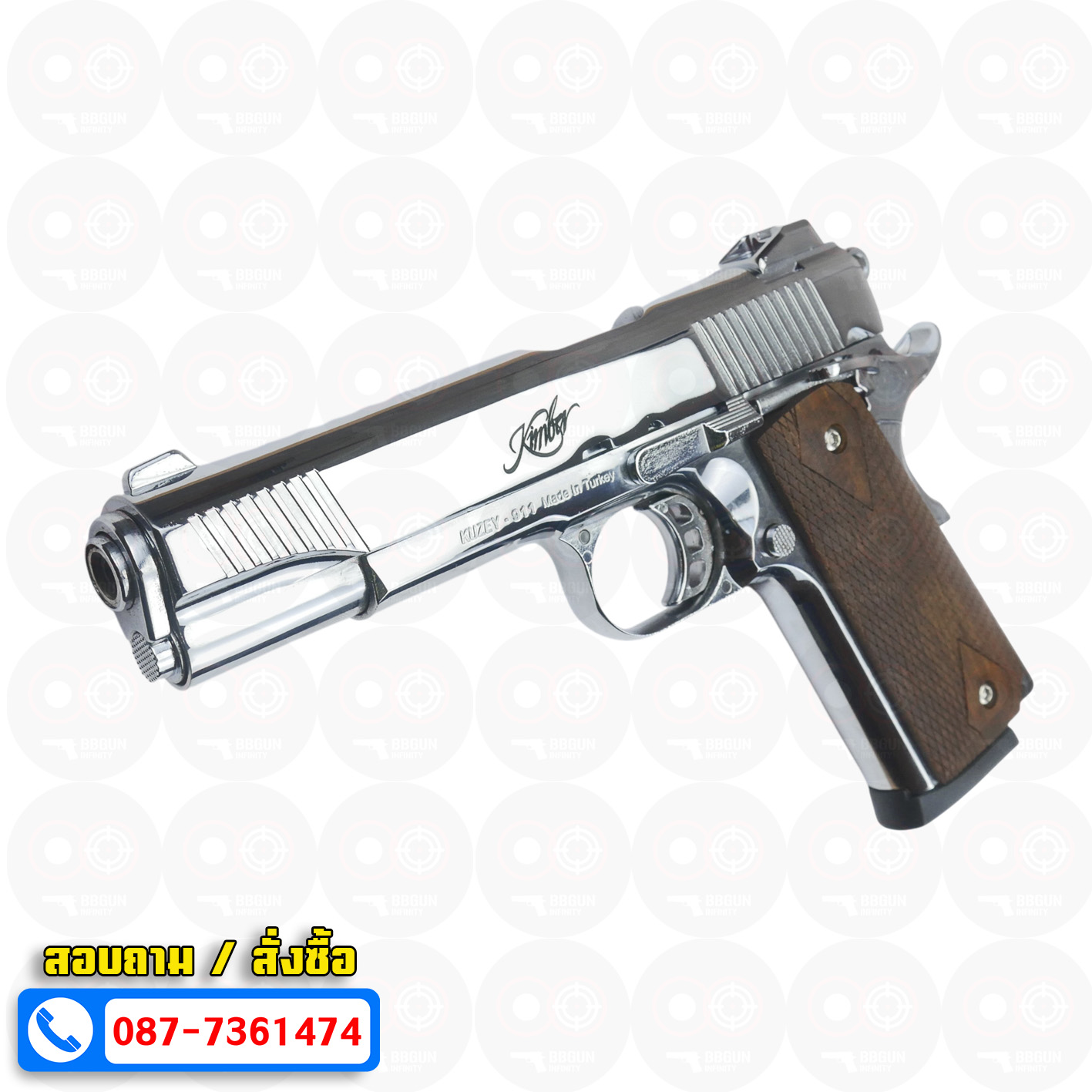 แบลงค์กัน KUZEY M1911 KIMBER ลำกล้อง 5 นิ้ว blank gun สีเงินเงา