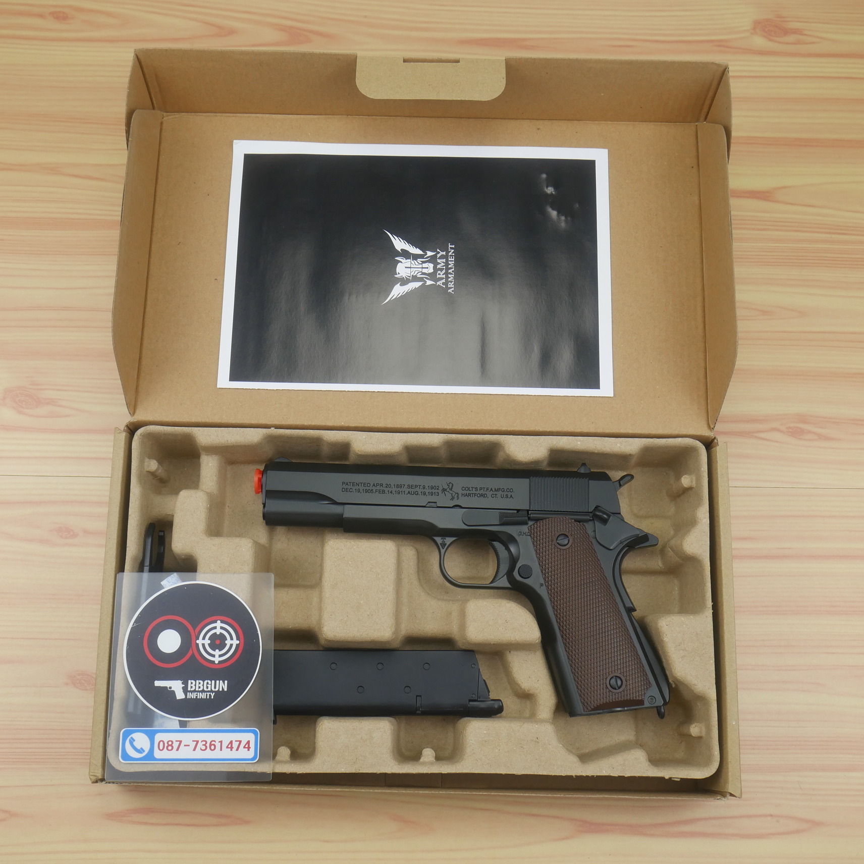 ปืนบีบีกันอัดแก๊ส T8 SP System M1911A1 Government มาร์คกิ้งร่องลึก ครบทั้งกระบอก BB GUN