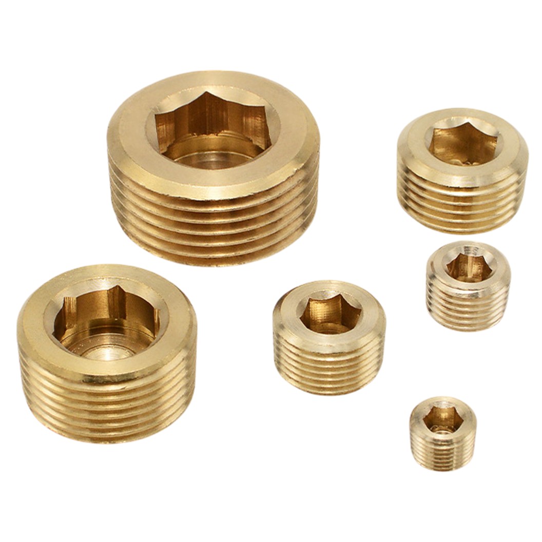 ABP G1/8”-G1” ปลั๊กอุดทองเหลือง ตัวหนอนอุด ปลั๊กอุดสายลม Hexagonal Brass Plug Air tube น็อตอุดรูเกลียว ข้อต่อลม ตัวอุดทองเหลือง