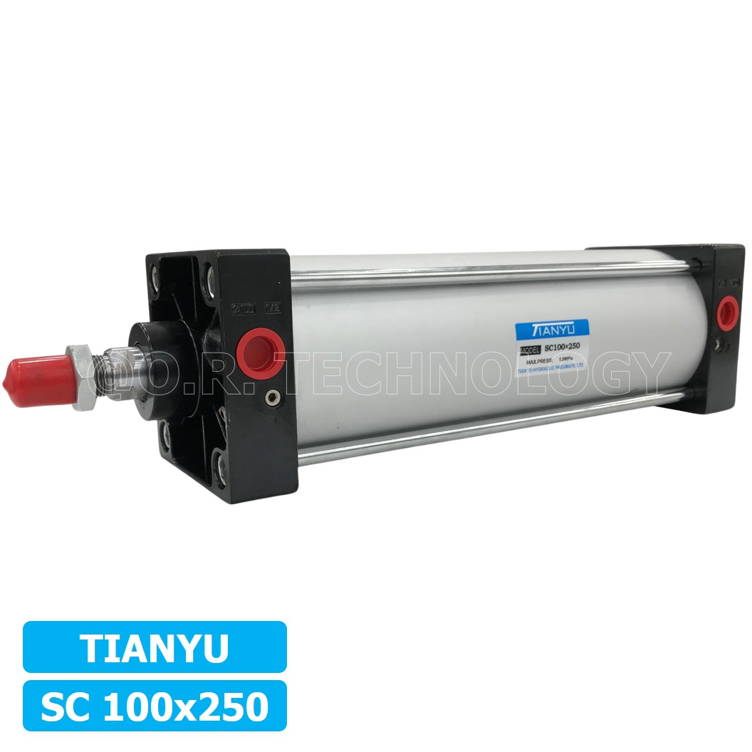 (1ชิ้น) SC 100x250 กระบอกลม รุ่นมาตรฐาน กระบอกลม 4 เสา Standard Cylinder Air Pneumatic แบบสี่เสา SC100x250