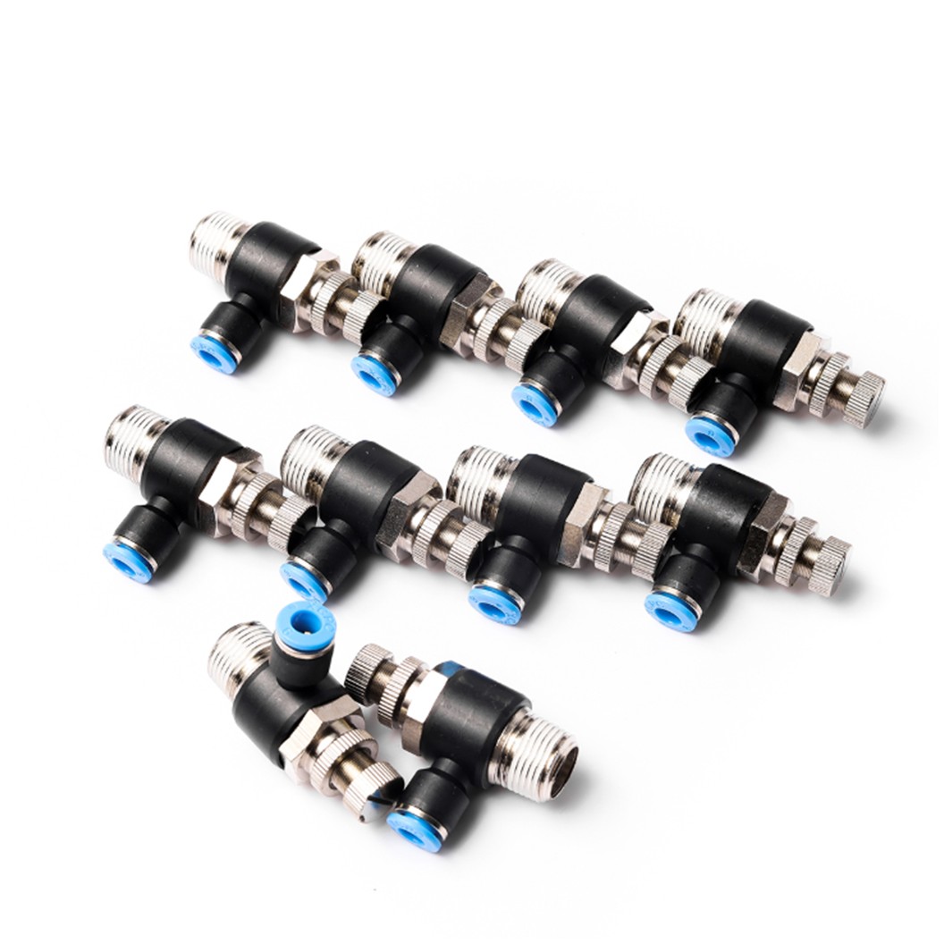 SL ข้อต่อปรับลม ข้อต่องอ 90องศา ตัวปรับลม 90 Degree Speed Controller Air Control Valve ข้อต่อลม ข้อต่อปรับความเร็วลม Air Flow Connector Fittings Pneumatic