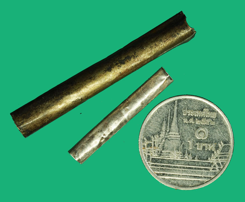 *35381 ตะกรุดเงิน จำนวน 2 ดอก เก่าไม่ทราบที่และปีสร้าง 12