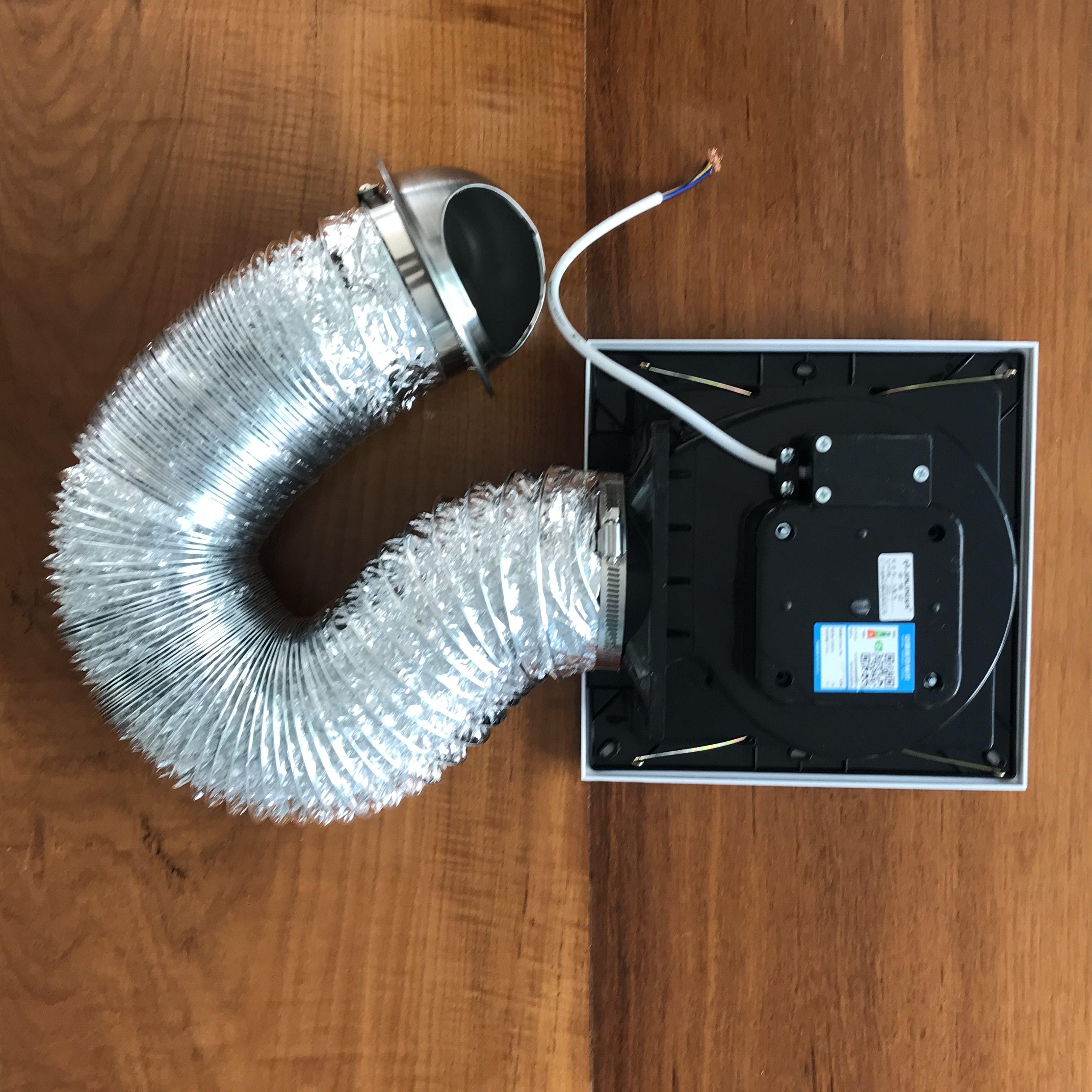 Jinling พัดลมดูดอากาศติดเพดาน รุ่น BPT10-12-30 ขนาด 8" พร้อมสาย ท่อลมฟลอยด์4“ ยาว 2 เมตร เข็มขัดรัดท่อ 4” และหน้ากากปล่อยควันสเตนเลส 4