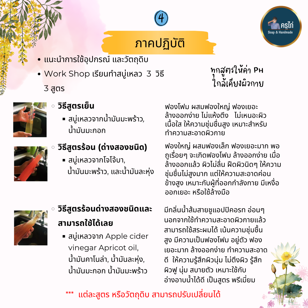 คอร์สเรียนทำสบู่เหลว (Liquid soap making course) (Workshop)