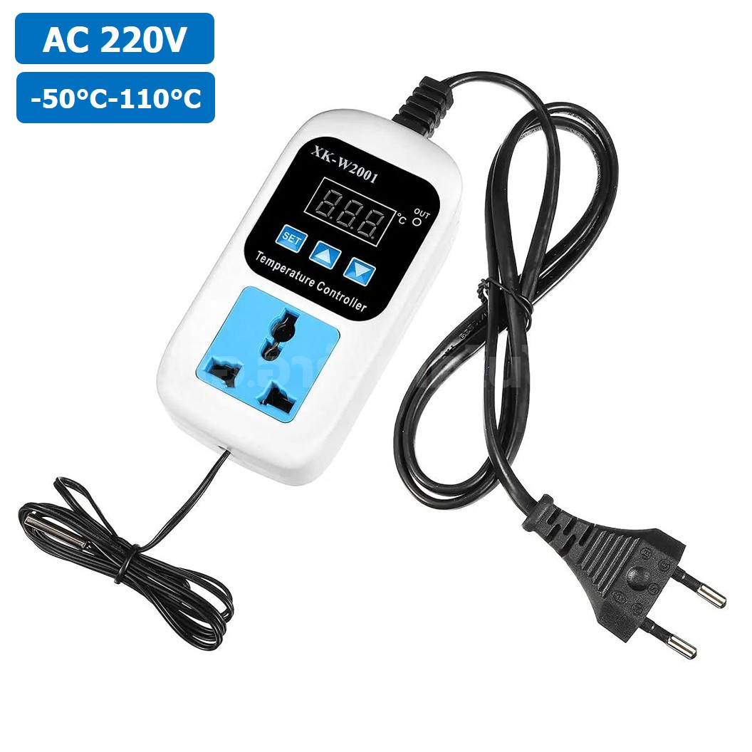 XK-W2001/XK-W2008 220VAC ปลั๊กควบคุมอุณหภูมิ/ปลั๊กควบคุมความชื้น Digital Temperature Controller / Humidity Controller เครื่องควบคุมอุณหภูมิตู้ฟักไข่ เครื่องควบคุมอุณหภูมิ/เครื่องควบคุมความชื้น (-50°C-110°C) / (0-100%RH)