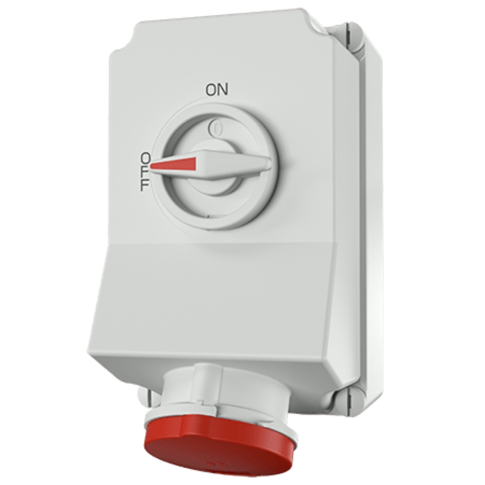 5956A MENNEKES ปลั๊กตัวเมียติดผนัง พร้อมสวิทว์และ DUO-Interlock (3P+E) 63A 400V IP44