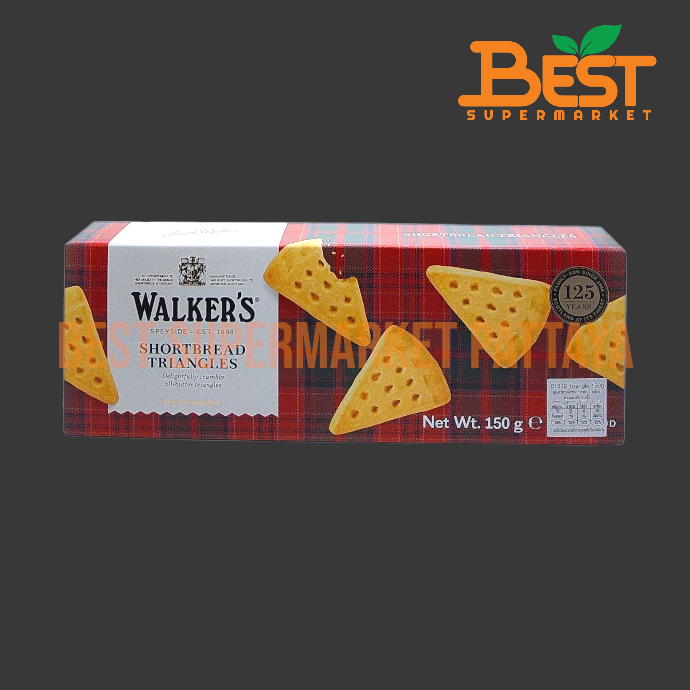 วอคเกอร์ส บัตเตอร์ ช็อร์ตเบรด ไทรแอนเกิลส์ 150 กรัม Walkers Pure Butter Shortbread Triangles 150 g.