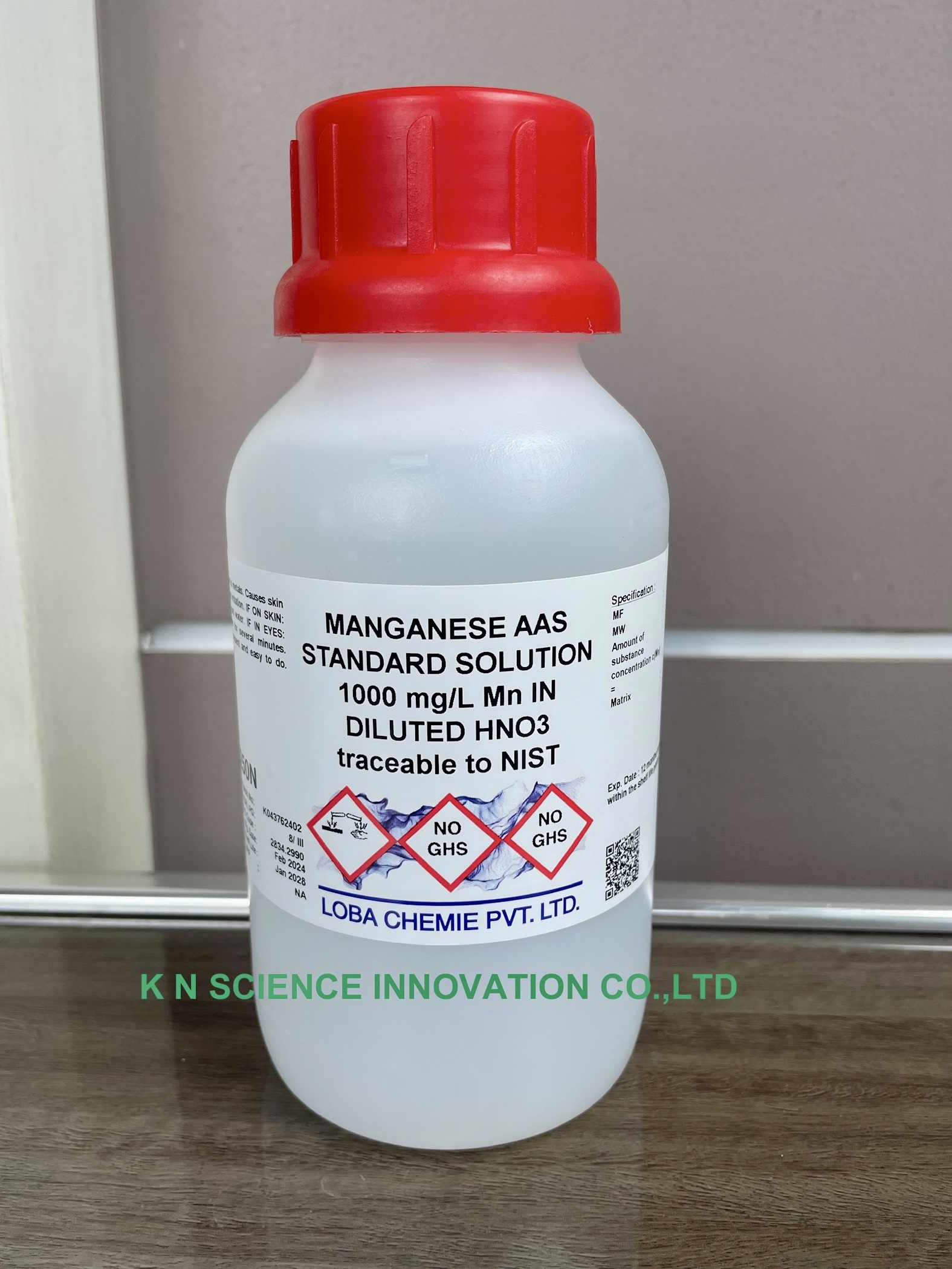 Manganese (in diluted HNO3), 1000 mg/l, AAS standard, NIST Traceable ,500 ml , Loba A250N00500