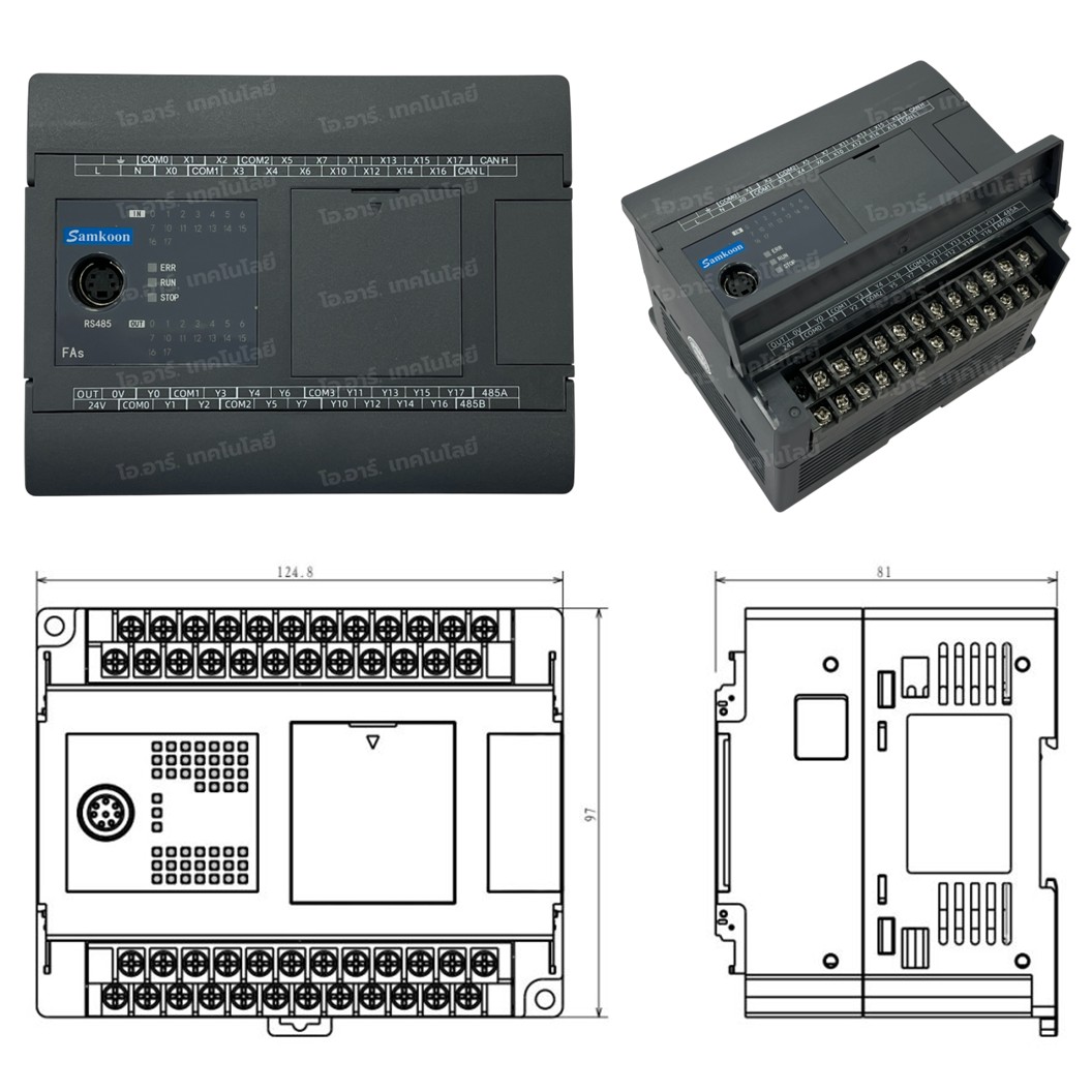 SAMKOON PLC FAs-32MT-AC-E 220VAC 32IO 16IN 16OUT Transistor Output บอร์ดอุตสาหกรรม Interfaces: RS232, RS485, Ethernet, USB-C