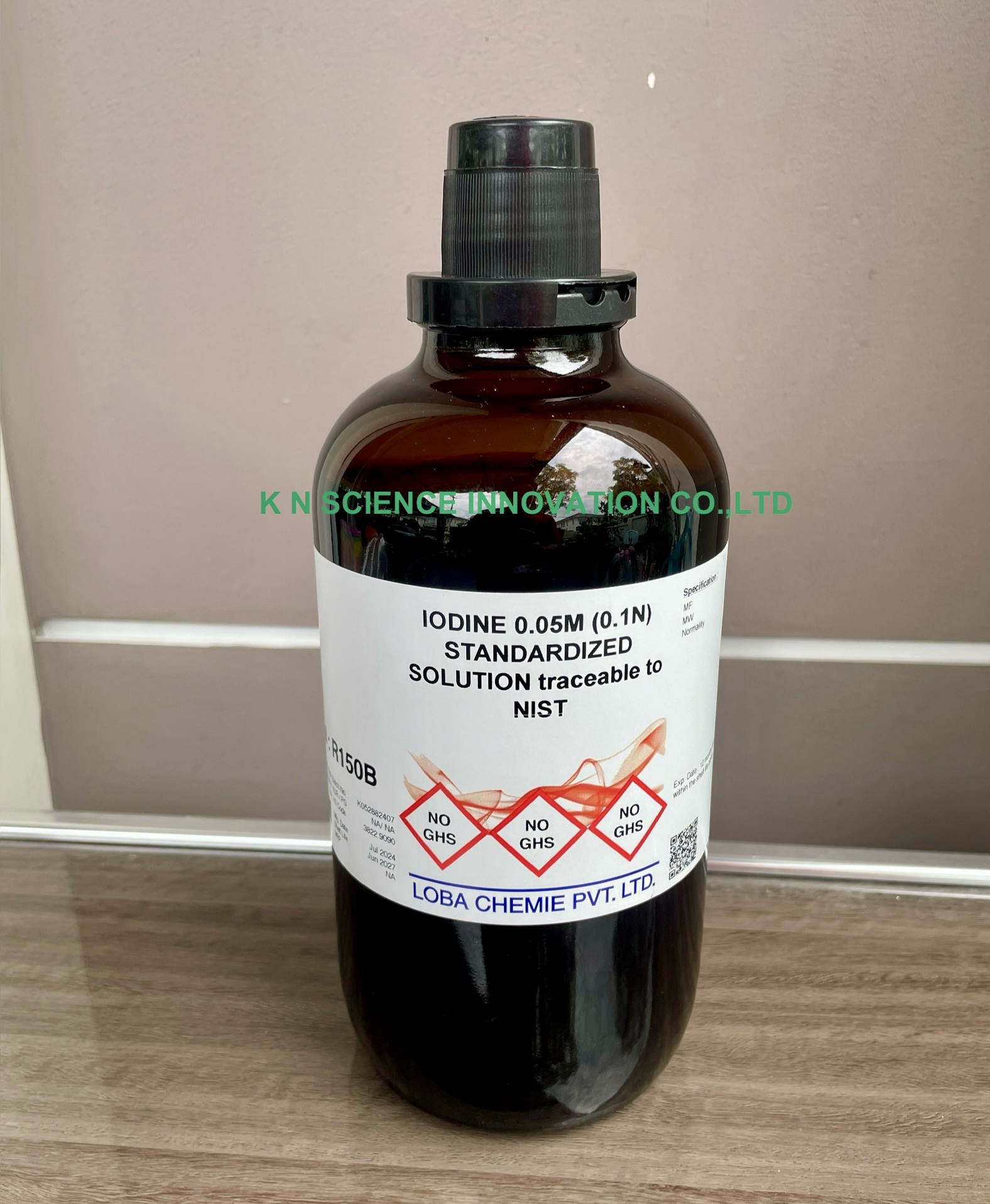 Iodine 0.05M (0.1N) Standardized solution, Traceable to NIST ,1 L, Loba R150B01000