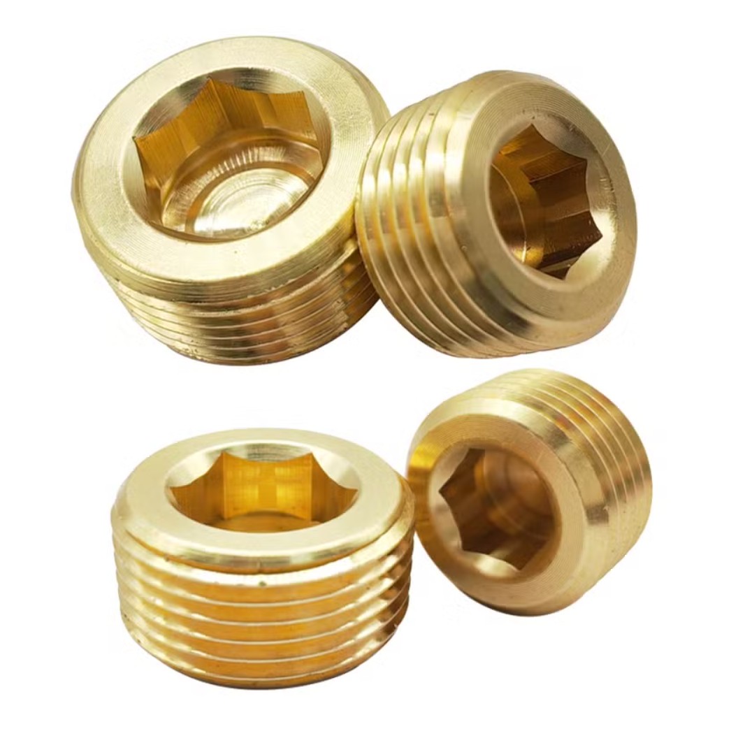 ABP G1/8”-G1” ปลั๊กอุดทองเหลือง ตัวหนอนอุด ปลั๊กอุดสายลม Hexagonal Brass Plug Air tube น็อตอุดรูเกลียว ข้อต่อลม ตัวอุดทองเหลือง