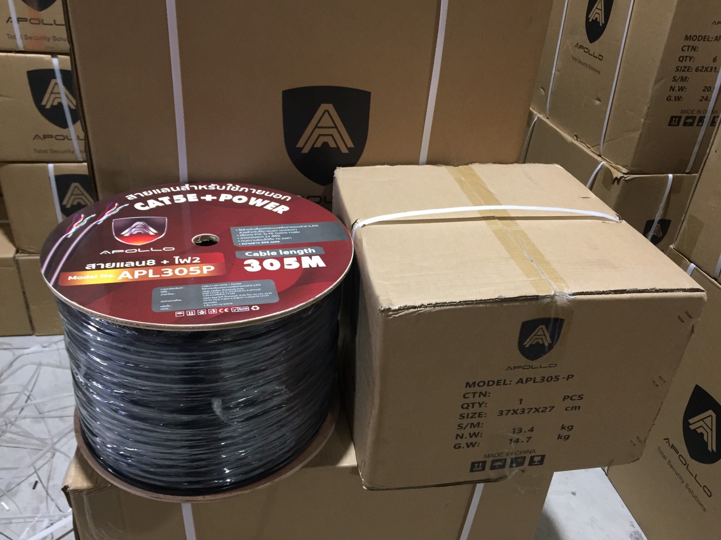 Apollo สายLAN CAT5E UTP รุ่น APL305P LAN+Power 305M.