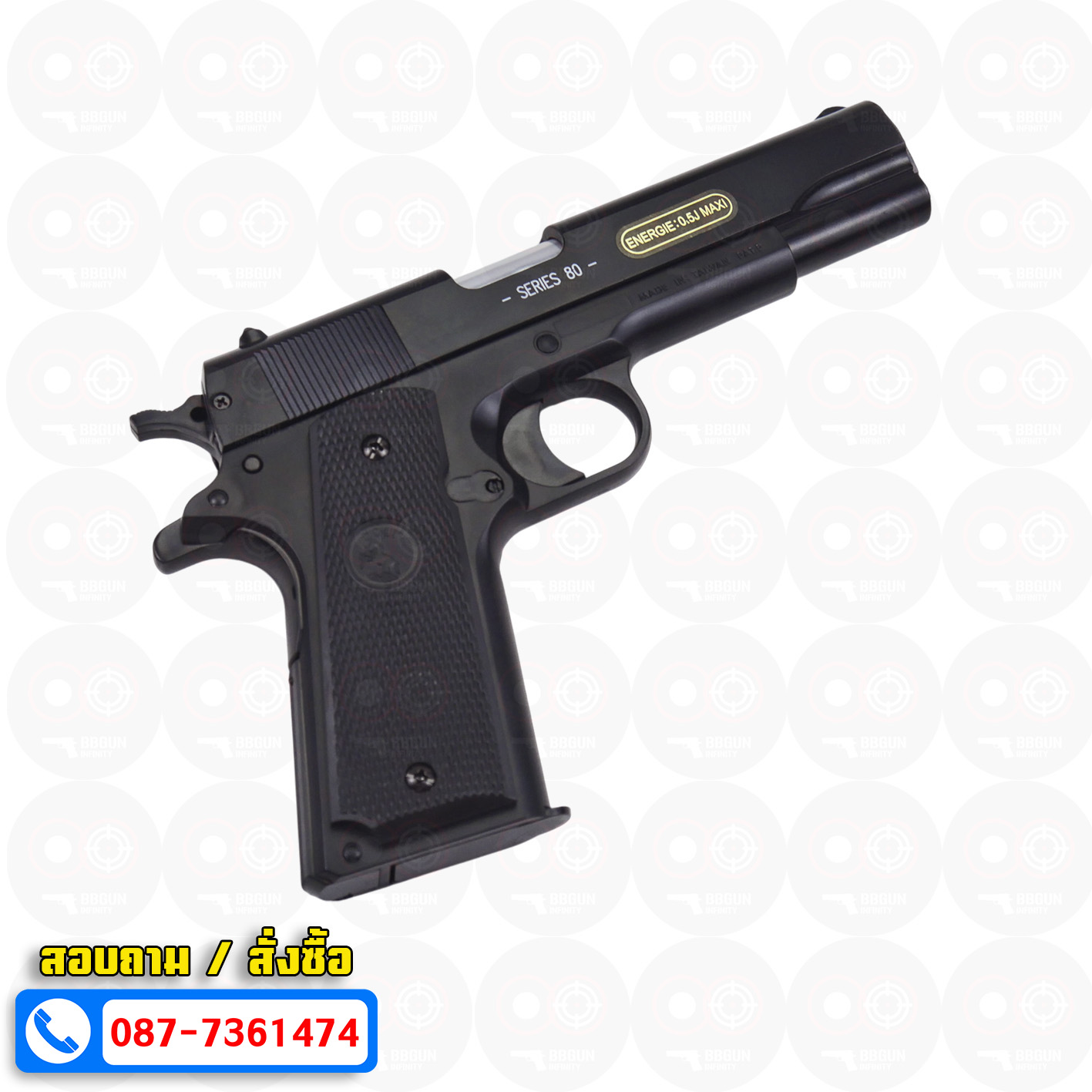 ปืนอัดลมสปริงชักยิงไต้หวัน Cybergun Colt M1911 A1 Spring Action