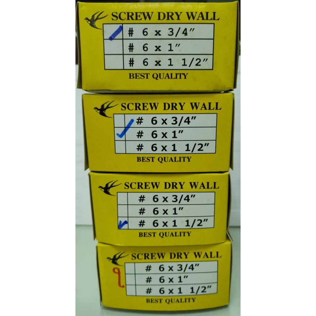 เกลียวปล่อยยิงฝ้า สีดำ ตรานกนางแอ่น (กล่อง 6 ขีด)(ราคารวมแวท) ฝ้า เพดาน งานช่าง