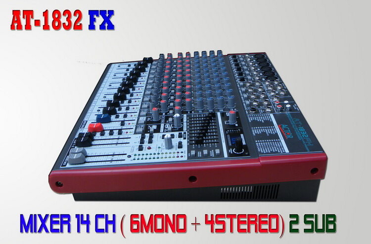 Mixer Actor มิกเซอร์ 14 แชนแนล มีเอฟเฟคในตัว รุ่น AT-1832FX (สีเทา)