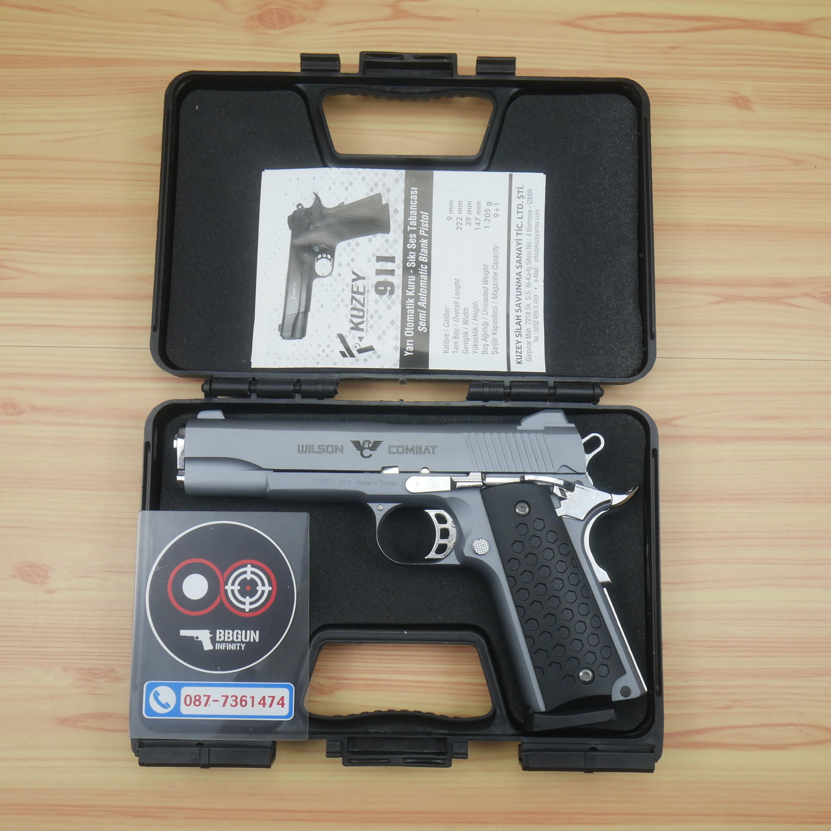 แบลงค์กัน KUZEY M1911 Wilson Combat สีสโมค ลำกล้อง 5 นิ้ว blank gun ด้าม SX