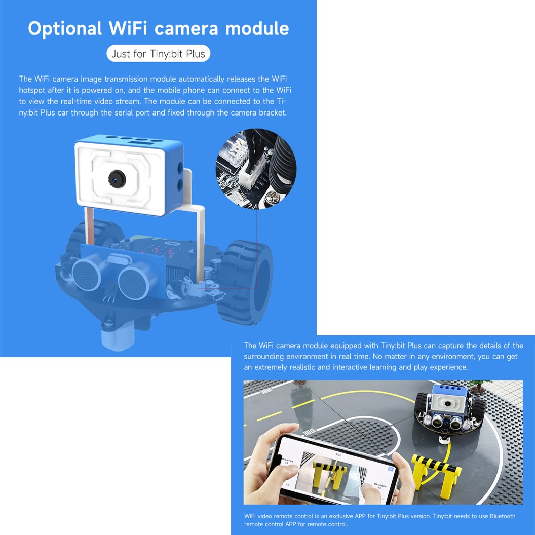 YB-002-CB Yahboom Tinybit Plus ชุดหุ่นยนต์ไมโครบิต พร้อมโมดูลกล้อง Tiny:bit Plus Smart Robot Car **พร้อมบอร์ด Microbit** for Microbit V2/V1.5