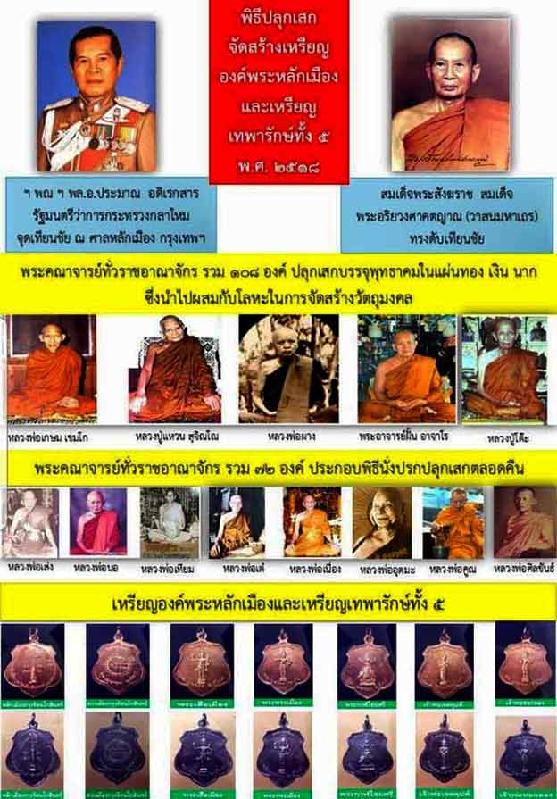 ขายแล้ว*38769 เหรียญหลักเมือง ปี 2518 กรุงเทพ กระหลั่ยทอง จำนวน 6 องค์ ไม่มีกล่องเดิม 18