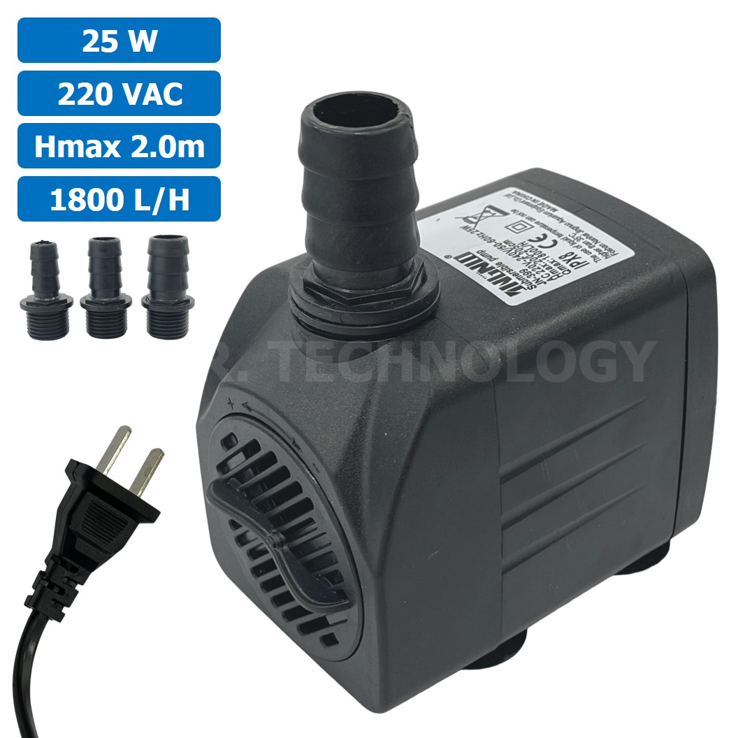 JN-399 ปั๊มน้ำ ปั๊มแช่ ปั๊มพัดลมไอเย็น 220VAC 25W Water pump Submersible Pump JING NUO Hmax 2.0m Qmax 1800L/H JINGNUO