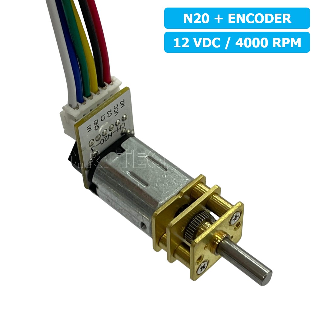 (1ชิ้น) JB340 มอเตอร์เกียร์ N20 12VDC 4000RPM พร้อม เอ็นโค้ดเดอร์ Micro Gear Motor DC with Encoder แกนขนาด 3mm D Shaft มอเตอร์ทดเฟือง GA12-N20 ไมโครมอเตอร์ มอเตอร์